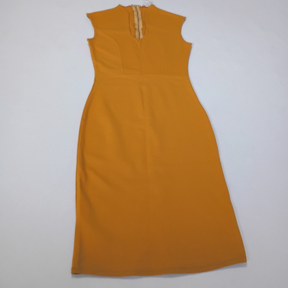Rolla Coster Mustard Yellow Sleeveless High Neck Midi Dress Size S Fall Autumn